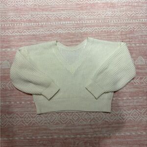 White/cream v neck cropped sweater